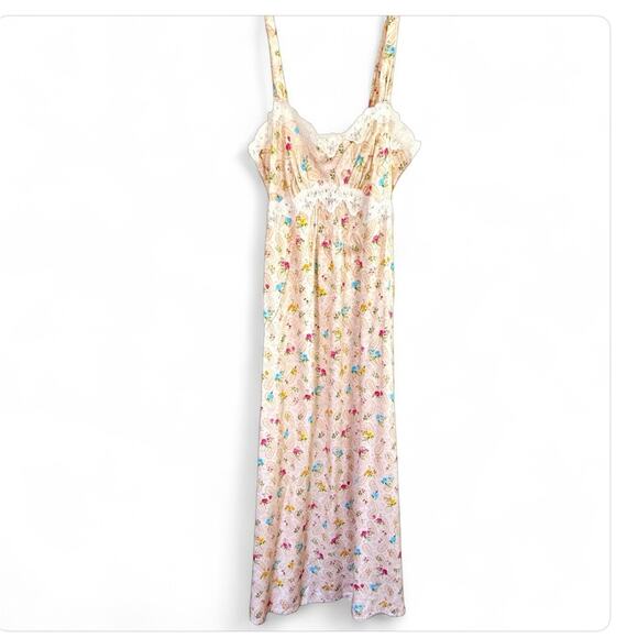 Spell Sz M Fleur Maxi Slip Lace Dress in Macaroon Floral Paisley - Picture 3 of 7